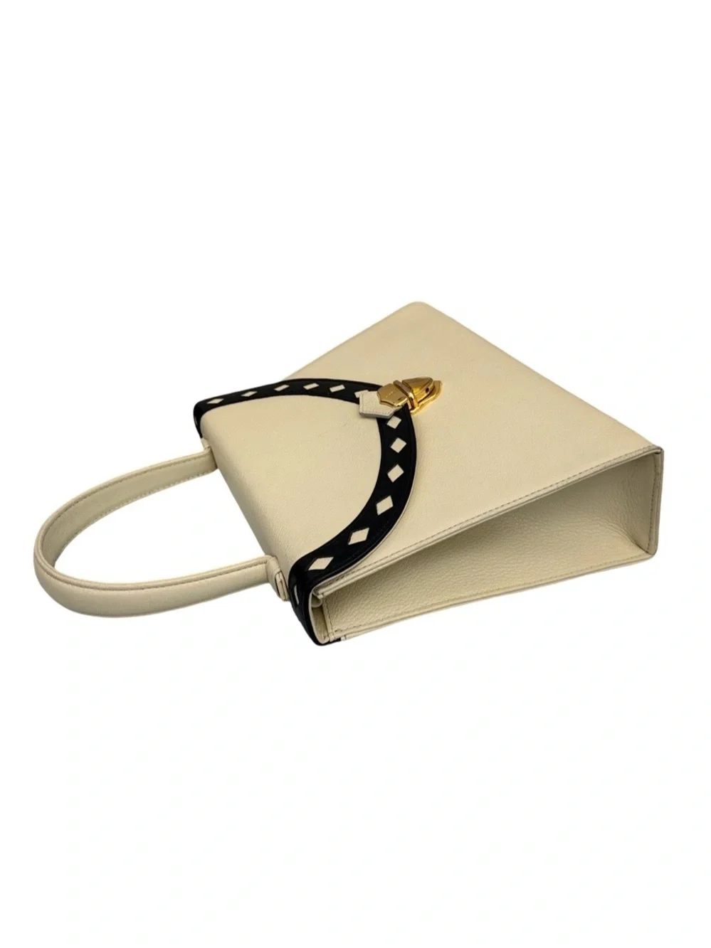 Yves Saint Laurent Vintage Ivory Leather 2-Way Top Handle & Crossbody Bag